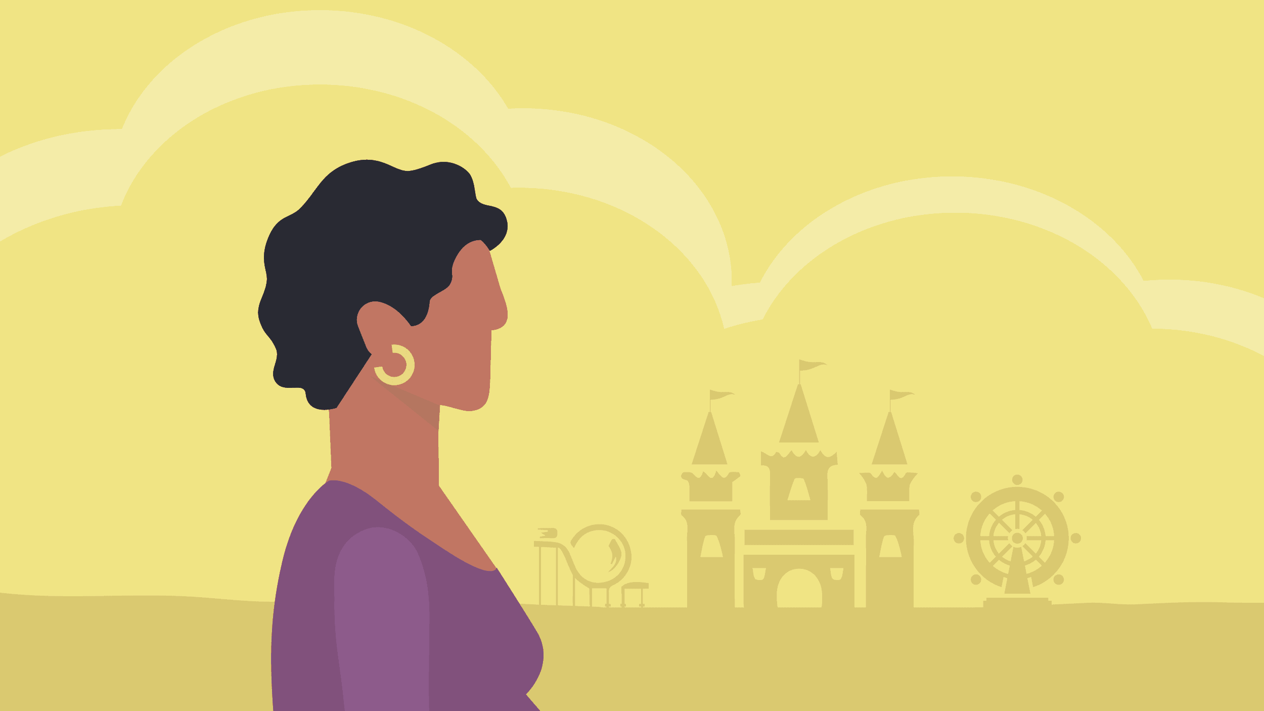 Woman looking at a castle in the distance