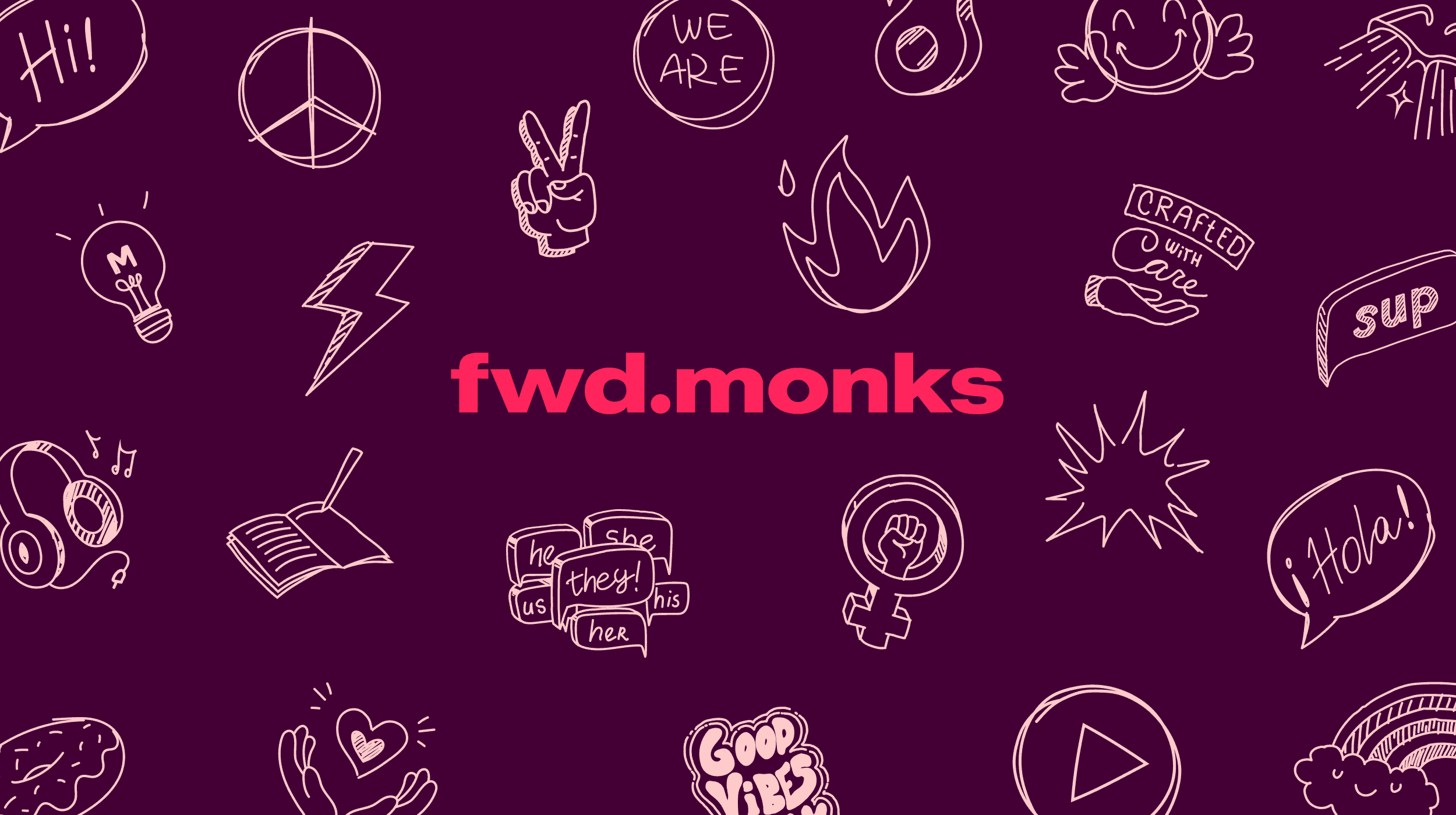 Firewood monks logo with a bunch of scribbles around it